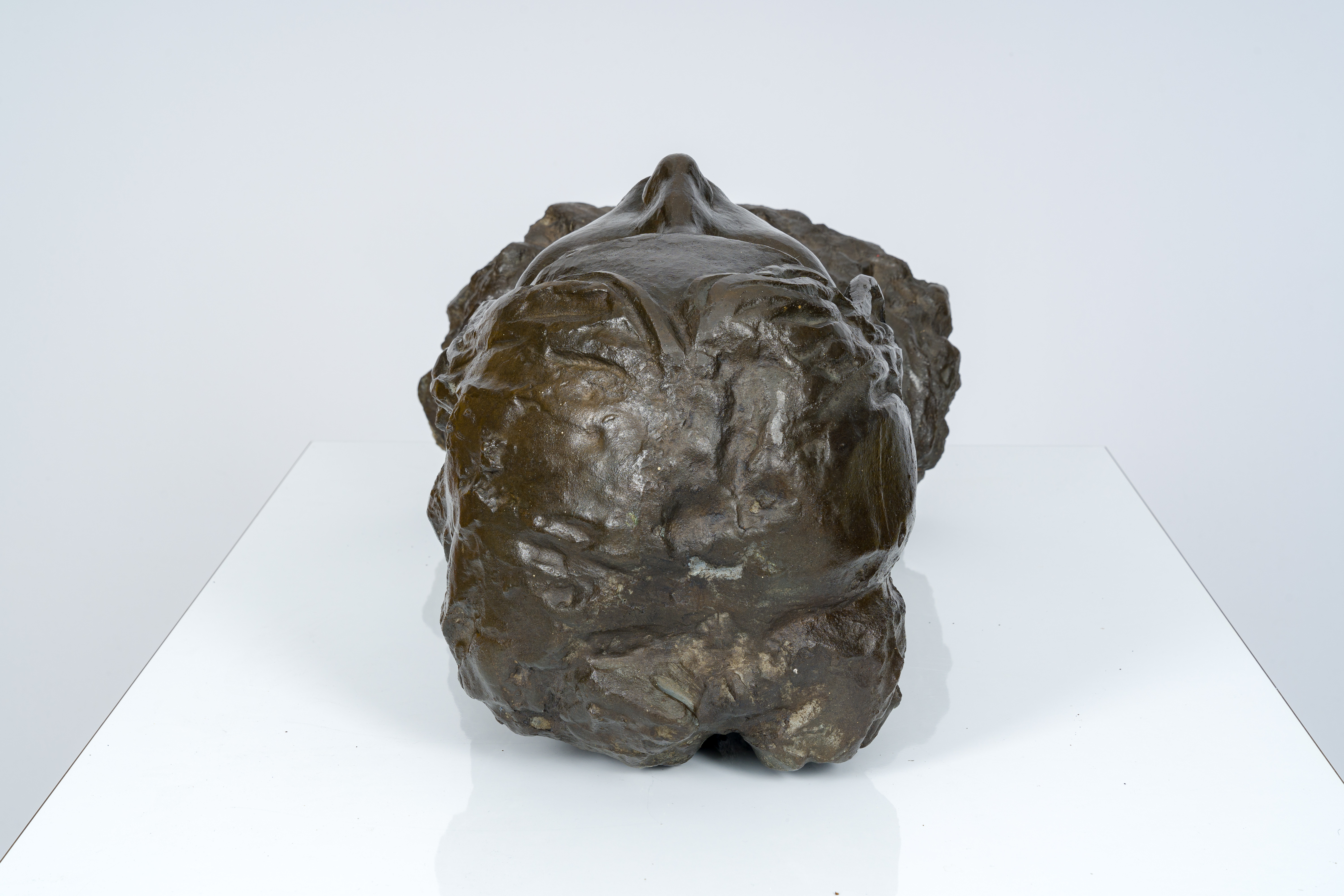 Eastern European school: Bust of a lady, brown patinated bronze, 20th C. - Image 6 of 7