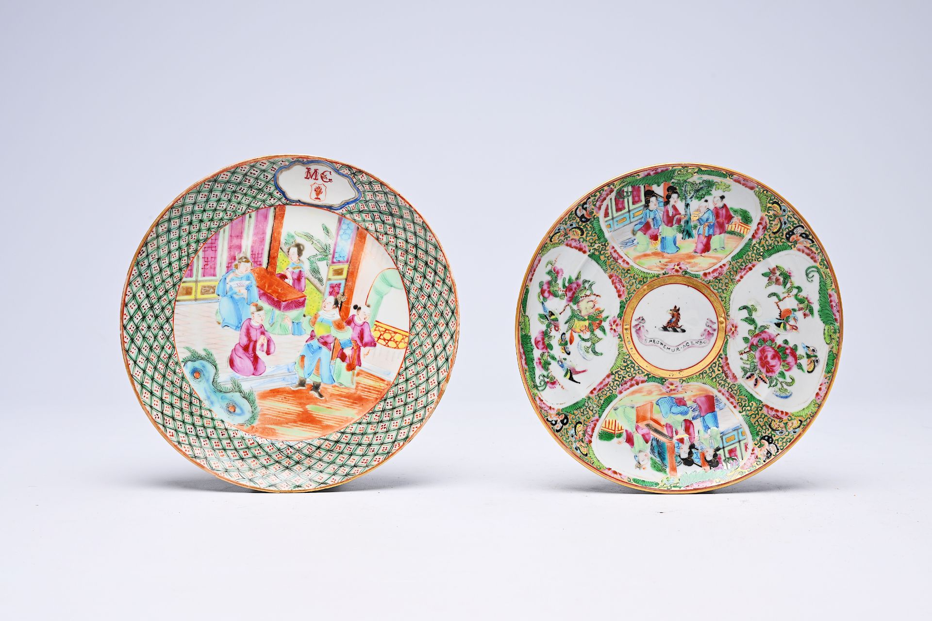 Two Chinese Canton famille rose armorial plates, 19th C. - Image 2 of 3