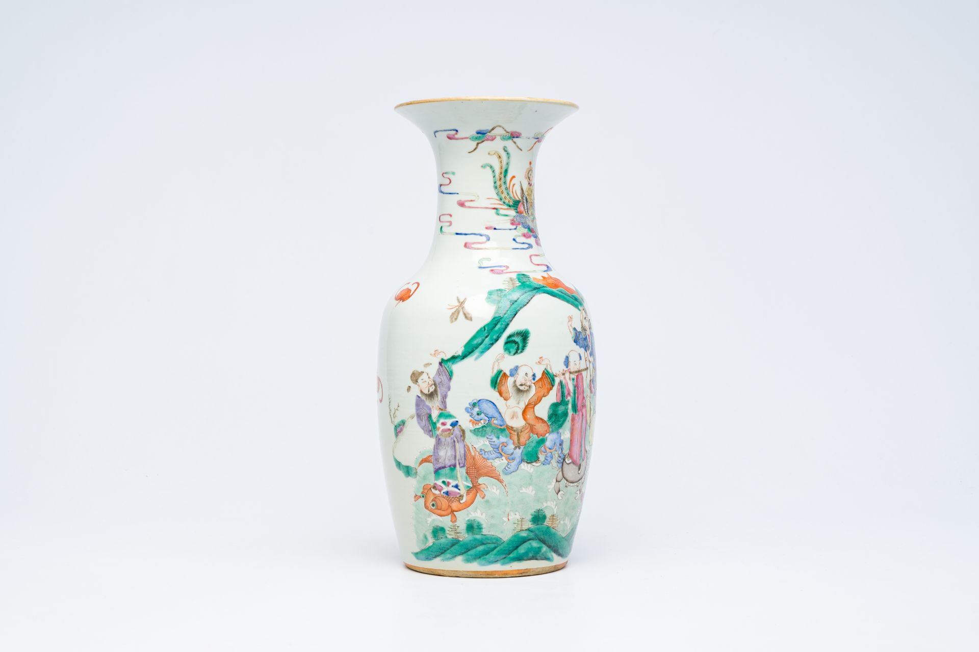 A Chinese famille rose 'Eight Immortals' vase, 19th C. - Image 8 of 12