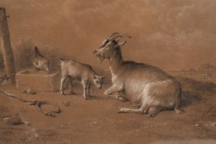 Eugene Verboeckhoven (1798-1881): Cattle in a landscape, mixed media on paper, dated 1877