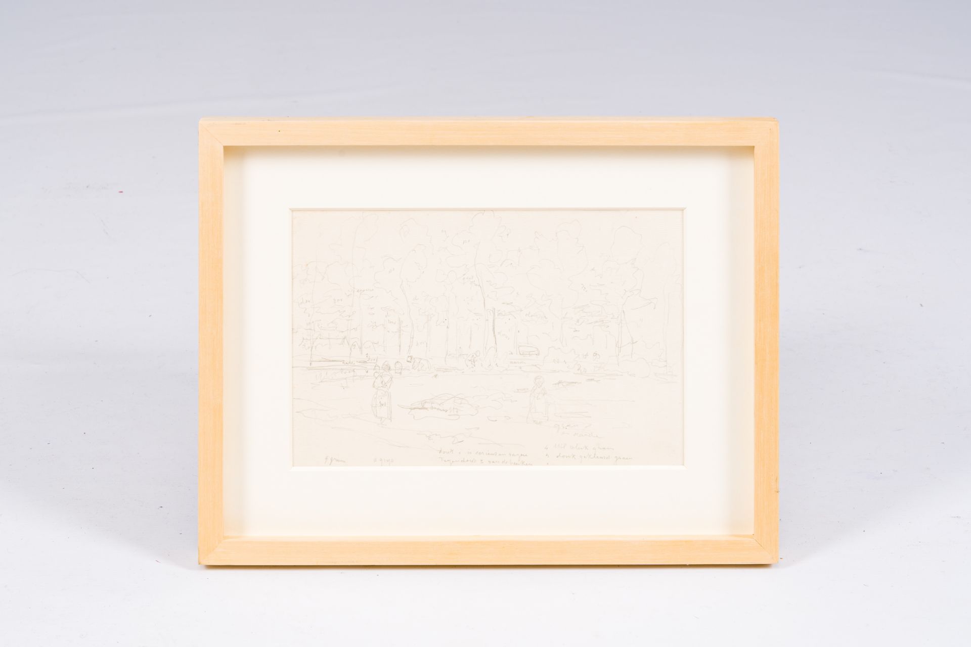 Xavier de Cock (1818-1896): Animated park view, pencil on paper - Bild 2 aus 5