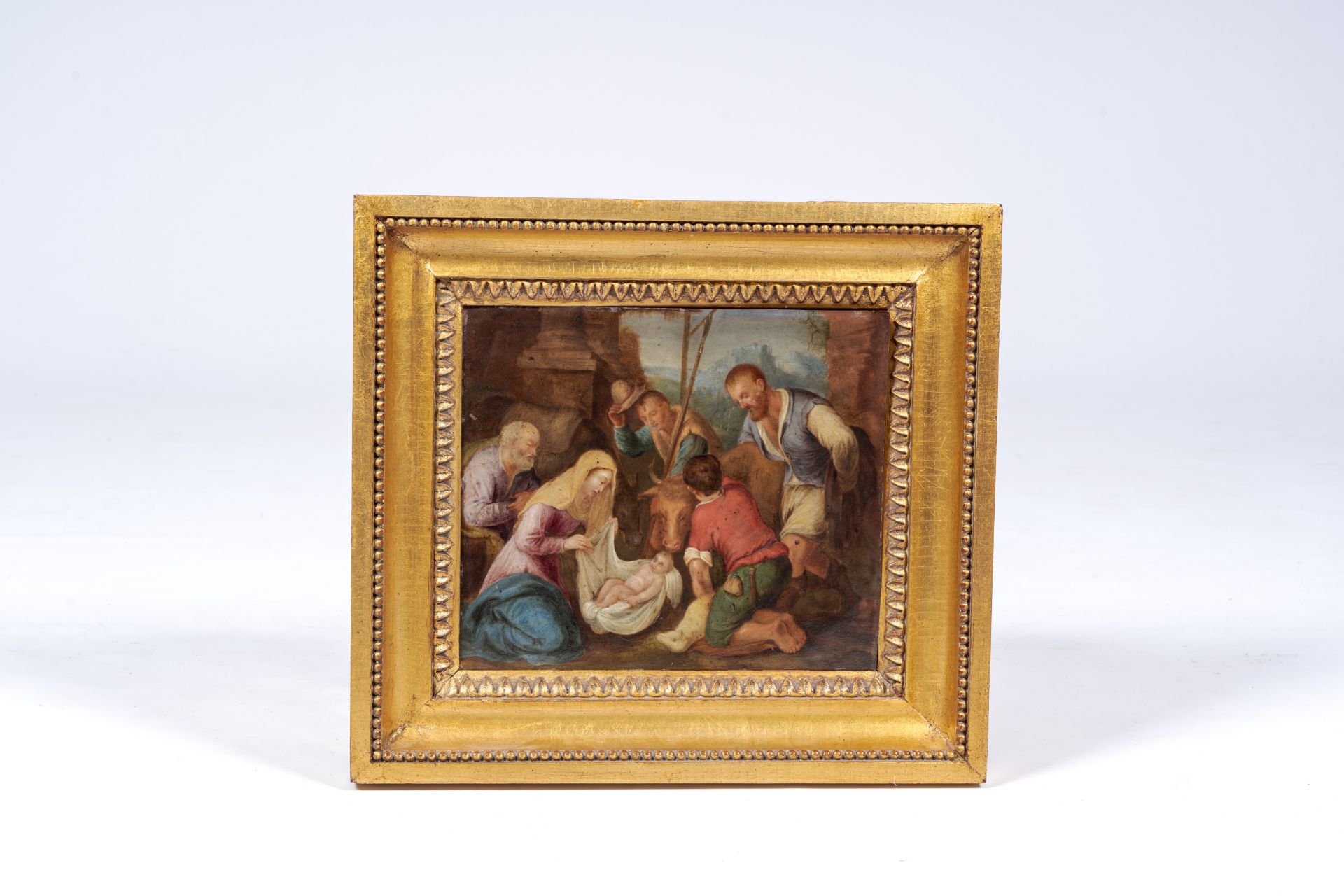 Flemish School: The adoration of the shepherds, oil on copper, 18th C. - Bild 2 aus 3