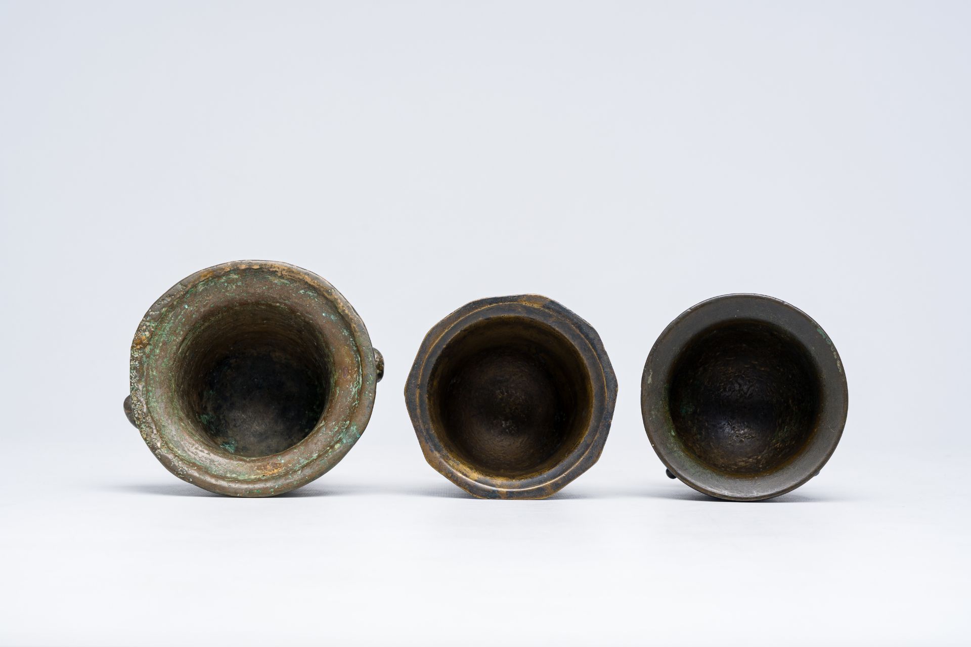 Two bronze mortars and a footed goblet, France and/or Italy, 16th C. - Image 6 of 7