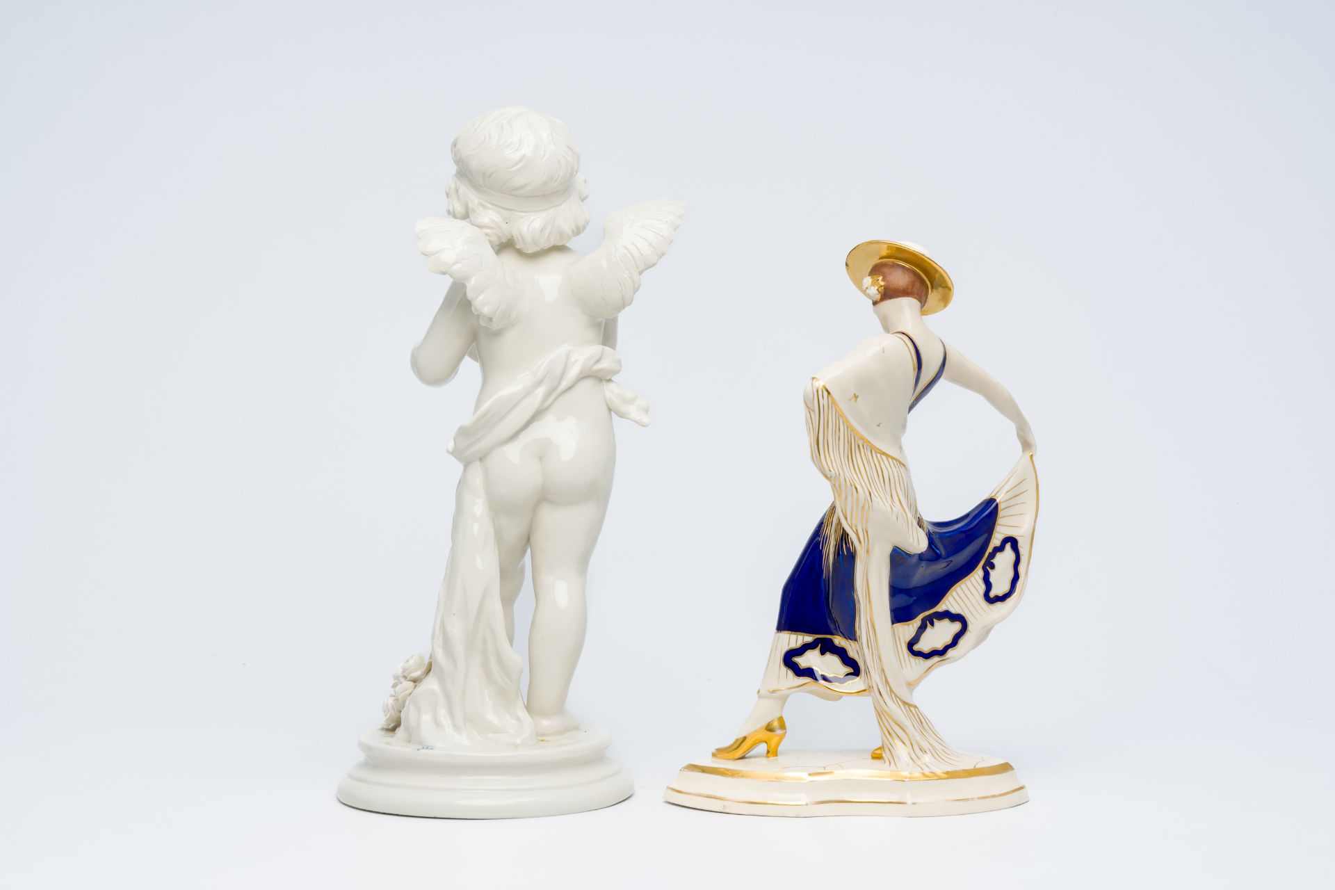 Sylvain Kinsburger (1855-1935): A musical porcelain angel, Capodimonte, and a Royal Dux figure of a - Bild 4 aus 9