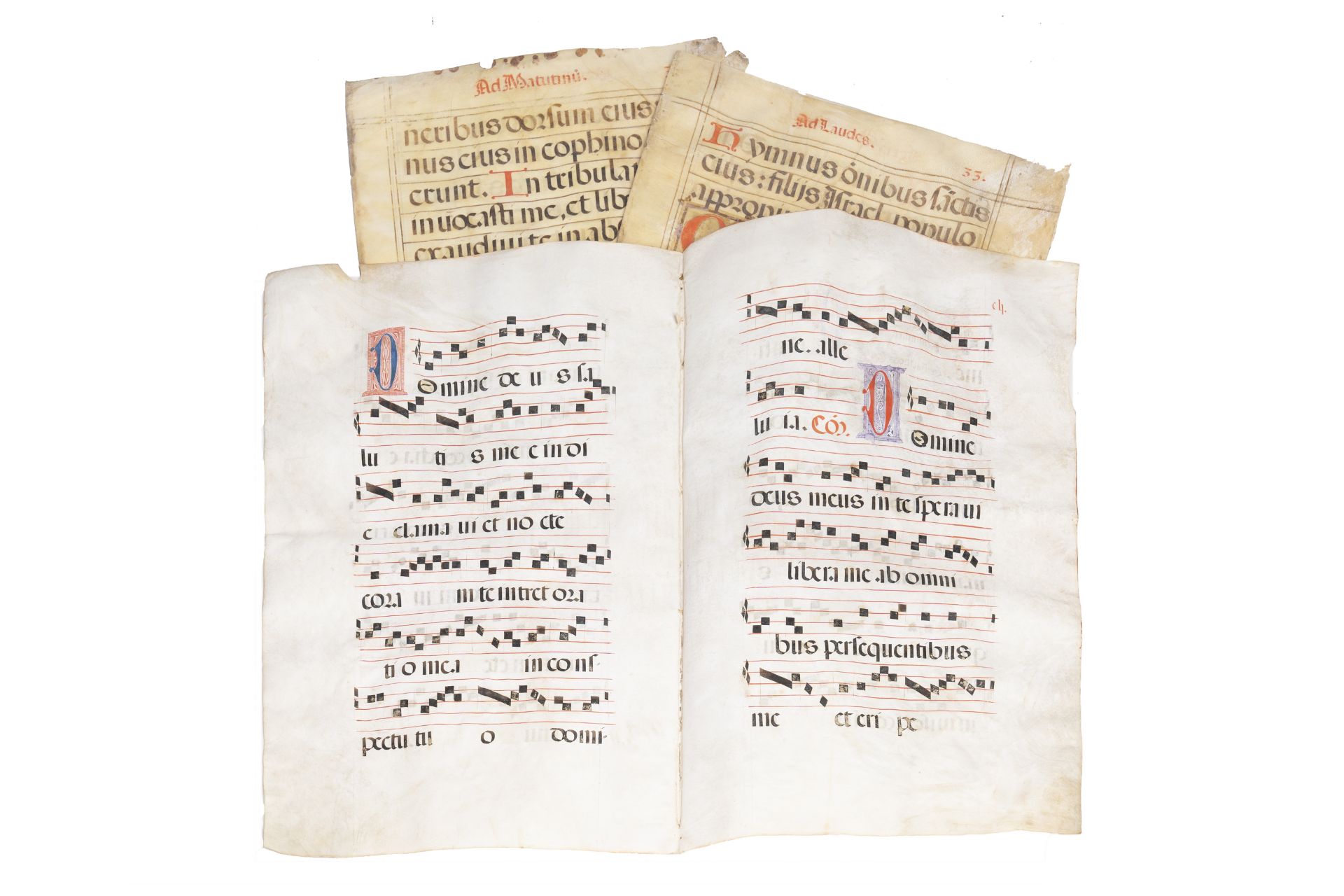 Three double-sided parchment music manuscripts, 16th C.