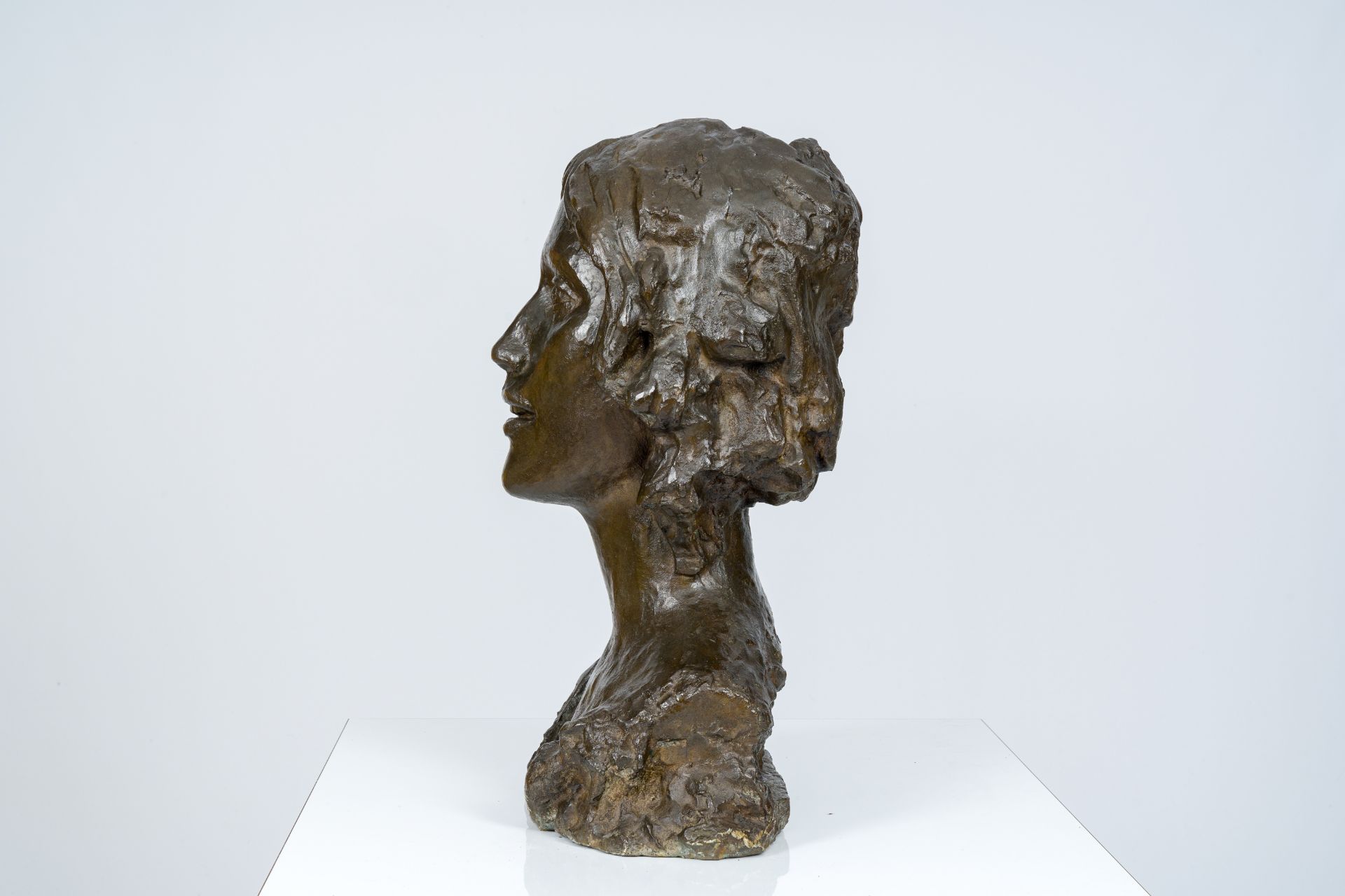 Eastern European school: Bust of a lady, brown patinated bronze, 20th C. - Bild 3 aus 7