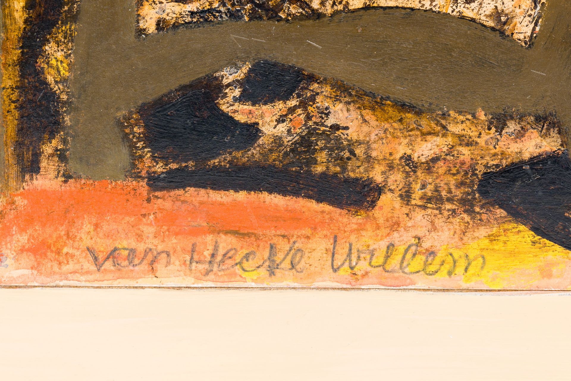 Willem Van Hecke (1893-1976): Abstract composition, oil on paper marouflated on board, gedateerd 195 - Bild 4 aus 4