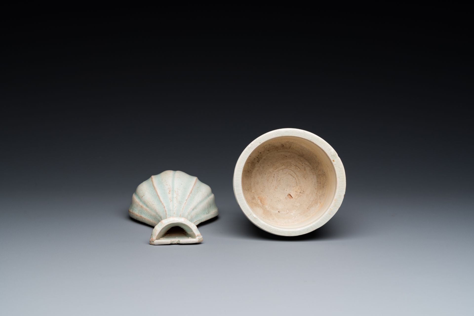 Six Chinese celadon, monochrome and qingbai wares, Han and later - Image 7 of 16