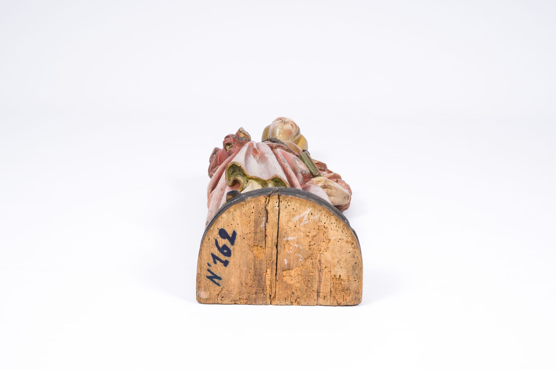 A German carved and polychrome painted wood 'noble lady with a book' figure, probably 16th C. and la - Image 7 of 7