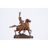 Pierre-Jules Mene (1810-1879): Arab falconer on horseback, patinated bronze, 20th C.