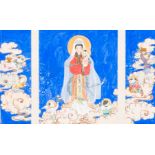 Lu Hongnian é™†é´»å¹´ (1914/19-1989): Our Lady of China with Child surrounded by angels, triptych, m