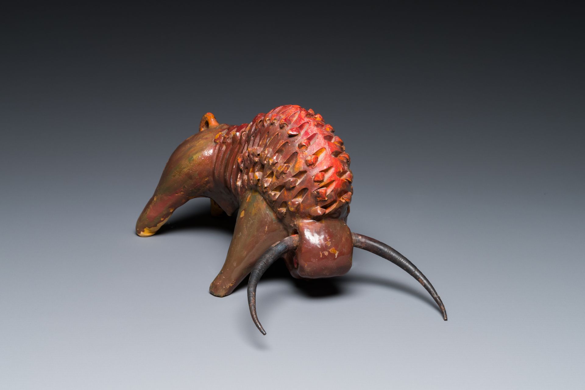 Alvino Bagni (1919-2000): A bull, patinated terracotta, 1960's