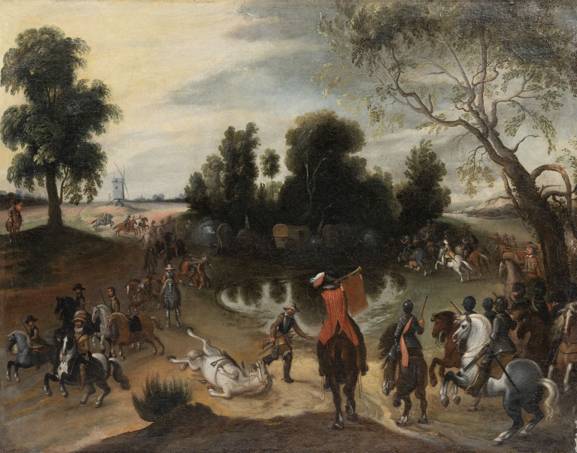 Sebastian Vrancx (1573-1647) and workshop: The ambush, oil on canvas