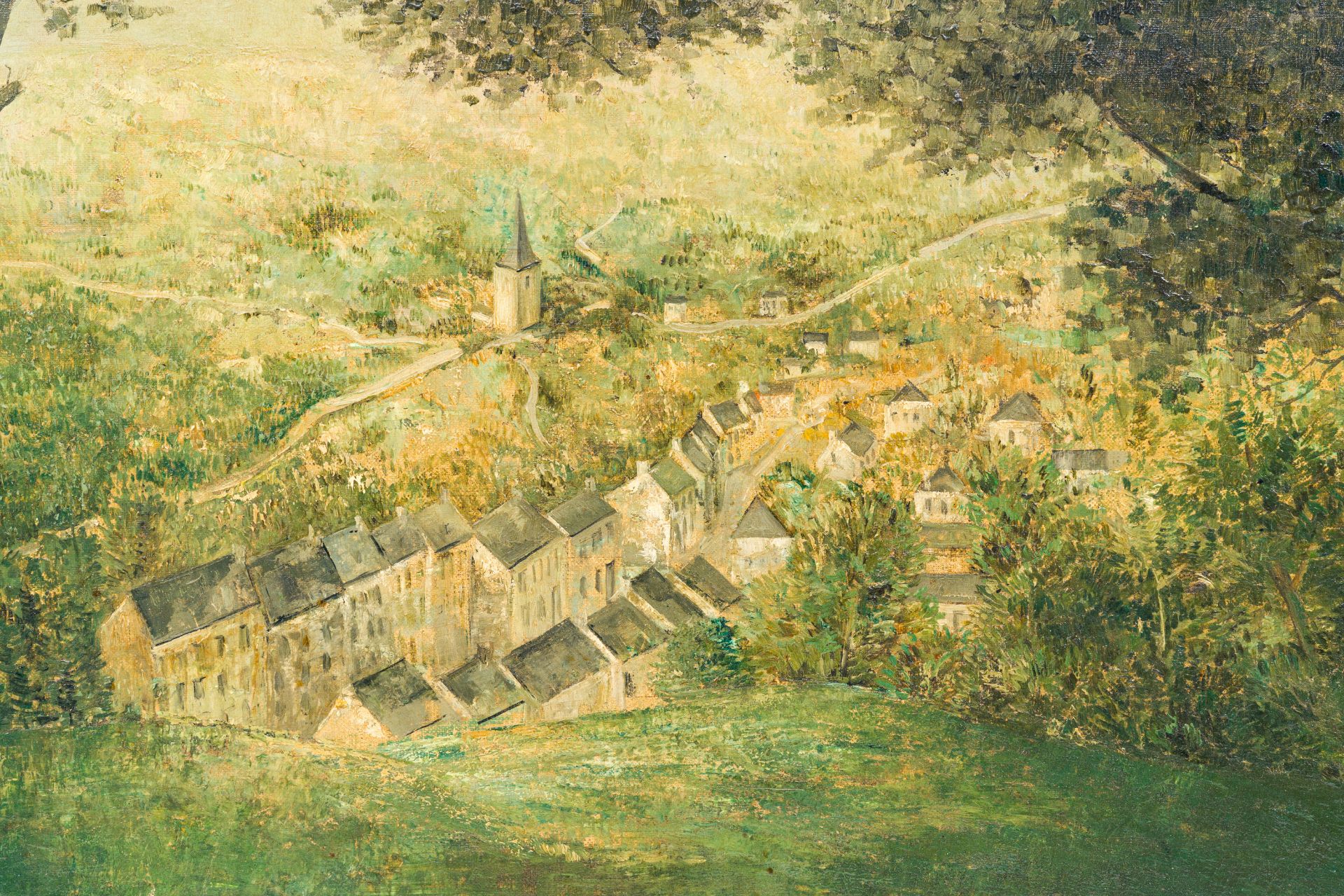 Leo Piron (1899-1962): View of Vianden in Luxembourg, oil on canvas - Image 5 of 6