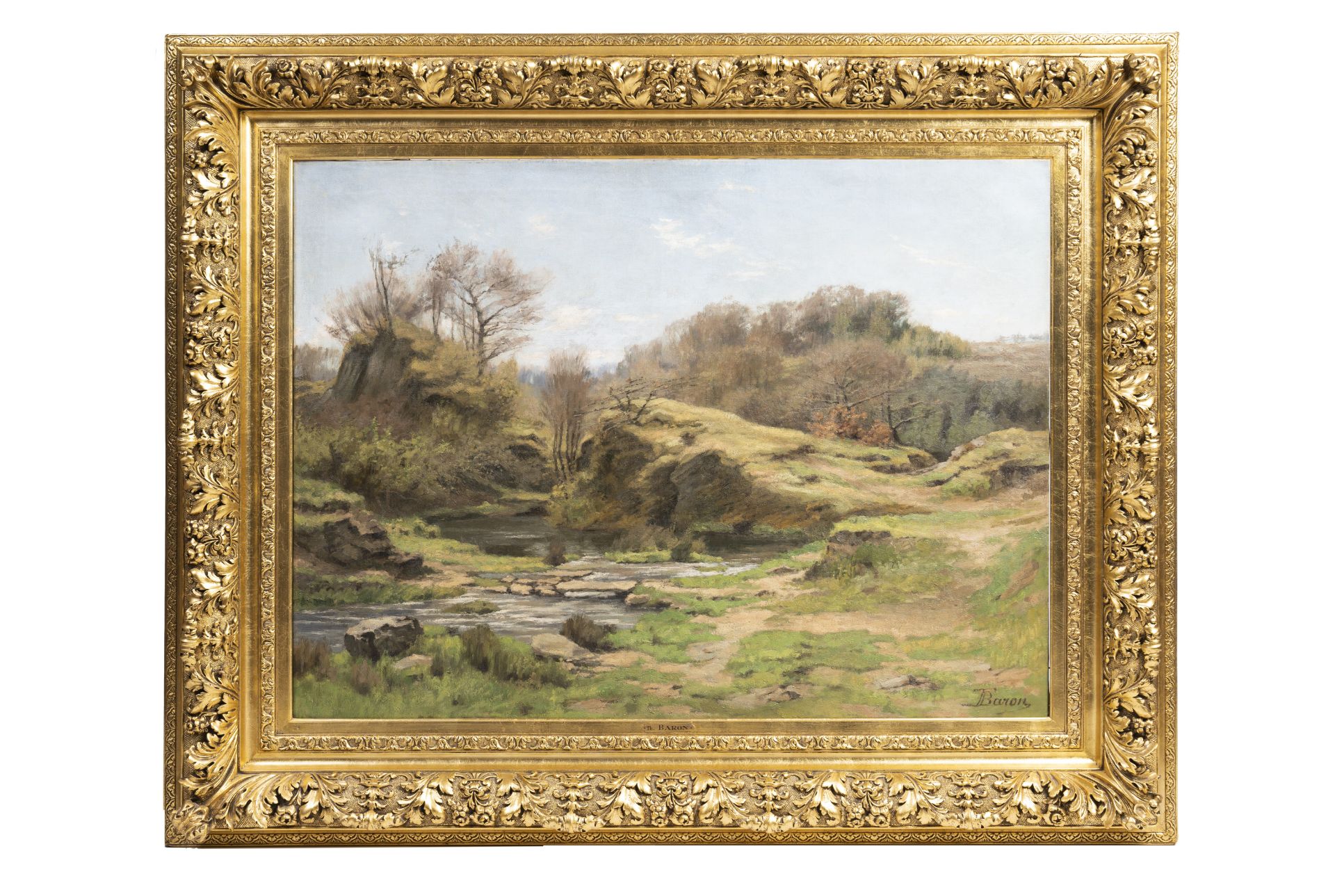 Theodore Baron (1840-1899): Impressive landscape with a stream, oil on canvas - Bild 2 aus 4