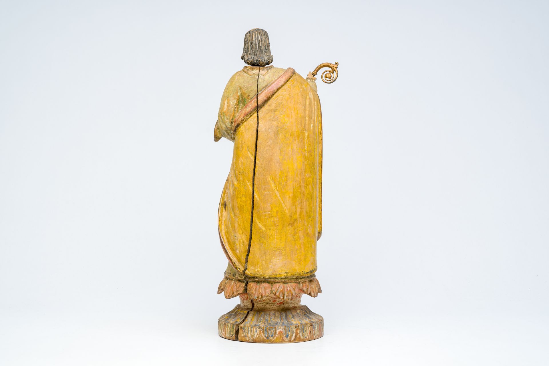 A carved and polychrome painted wood Saint Joseph, 18th C. - Image 4 of 7
