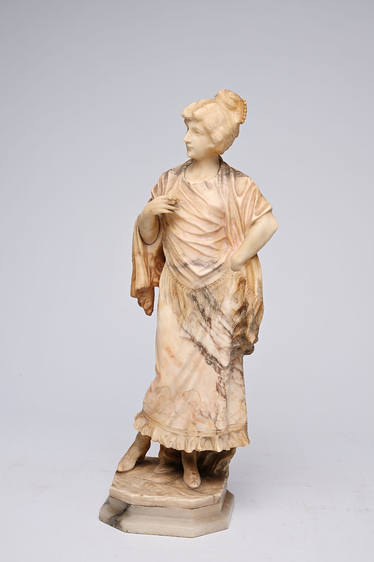 European school: High society lady in going out clothes, alabaster, first half 20th C. - Image 13 of 13