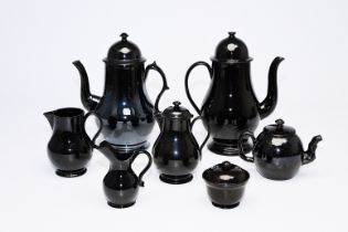 A varied collection black glazed Namur earthenware, 18th/19th C.