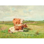 Alfred Jacques Verwee (1838-1895): Cows in a landscape, oil on canvas marouflated on panel