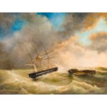 English school: Storm at sea, oil on canvas, 19th C.