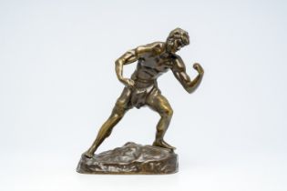 Jef Lambeaux (1852-1908): The boxer, brown patinated bronze