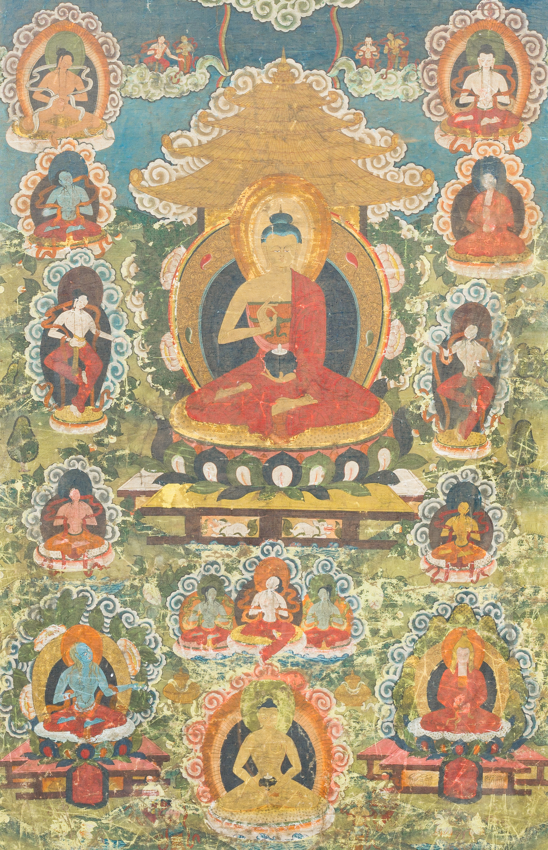 A thangka depicting Buddha Shakyamuni, China or Tibet, 18th C.