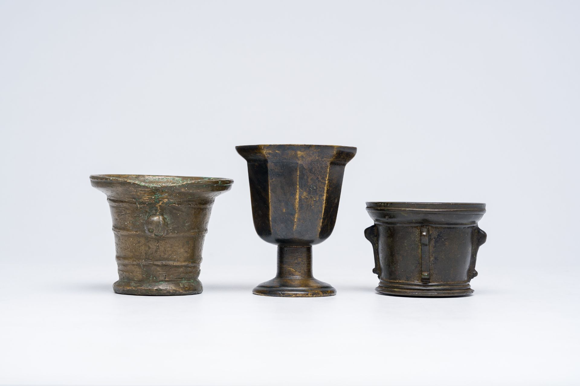 Two bronze mortars and a footed goblet, France and/or Italy, 16th C. - Image 5 of 7