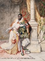 Albrecht De Vriendt (1843-1900): Othello and Desdemona, watercolour in paper, dated 1881