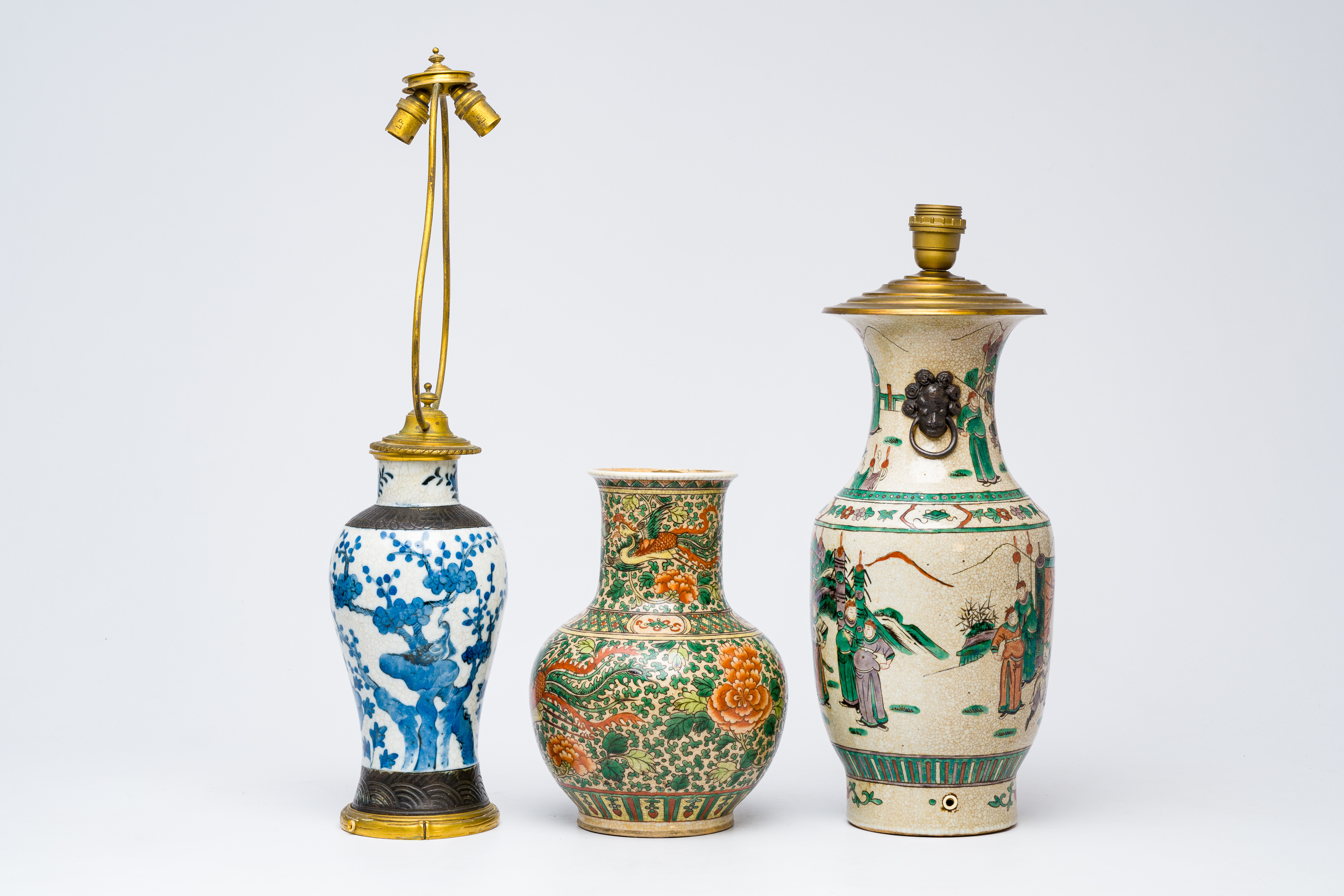 A varied collection of Chinese Nanking crackle glazed famille rose, verte, blue and white porcelain, - Image 9 of 13