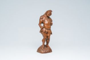 H. Morice (?): A jester, carved oak figure, France, 19th C.