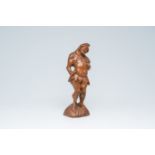 H. Morice (?): A jester, carved oak figure, France, 19th C.