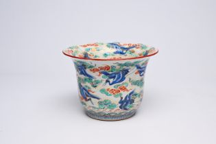 A Japanese Kakiemon 'cranes' jardiniere, Meiji, 19th C.