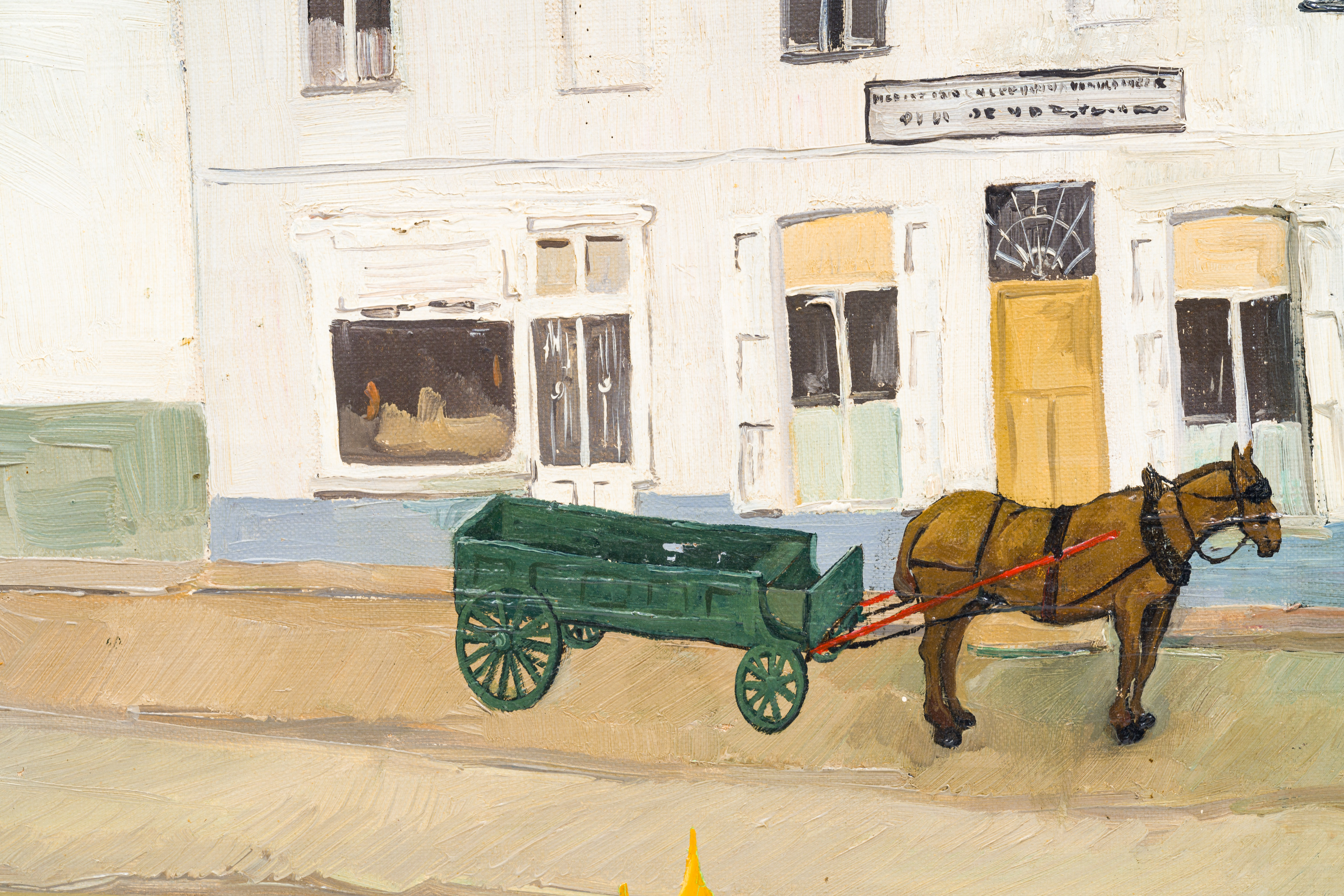 Leo Piron (1899-1962): 'Etichove' (House widow De Vos butcher), oil on canvas - Image 5 of 5
