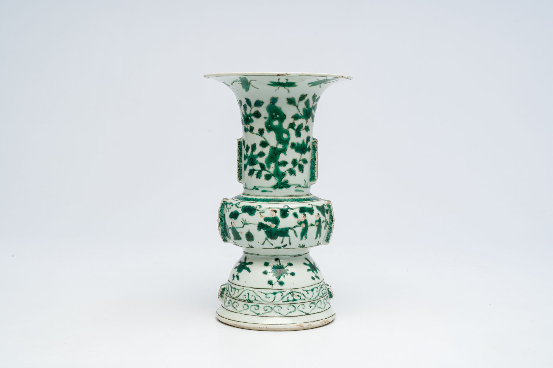A Chinese famille verte 'zun' vase, 19th C.
