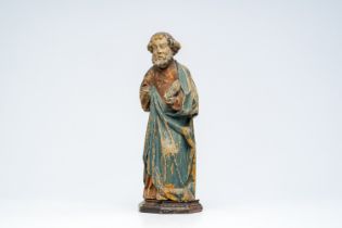 A Flemish polychromed carved oak figure of Saint Paul, first half 16th C.