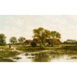 Johan Nicolaas (Jan) van Lokhorst (1837-1893): Animated landscape with a farm, oil on canvas