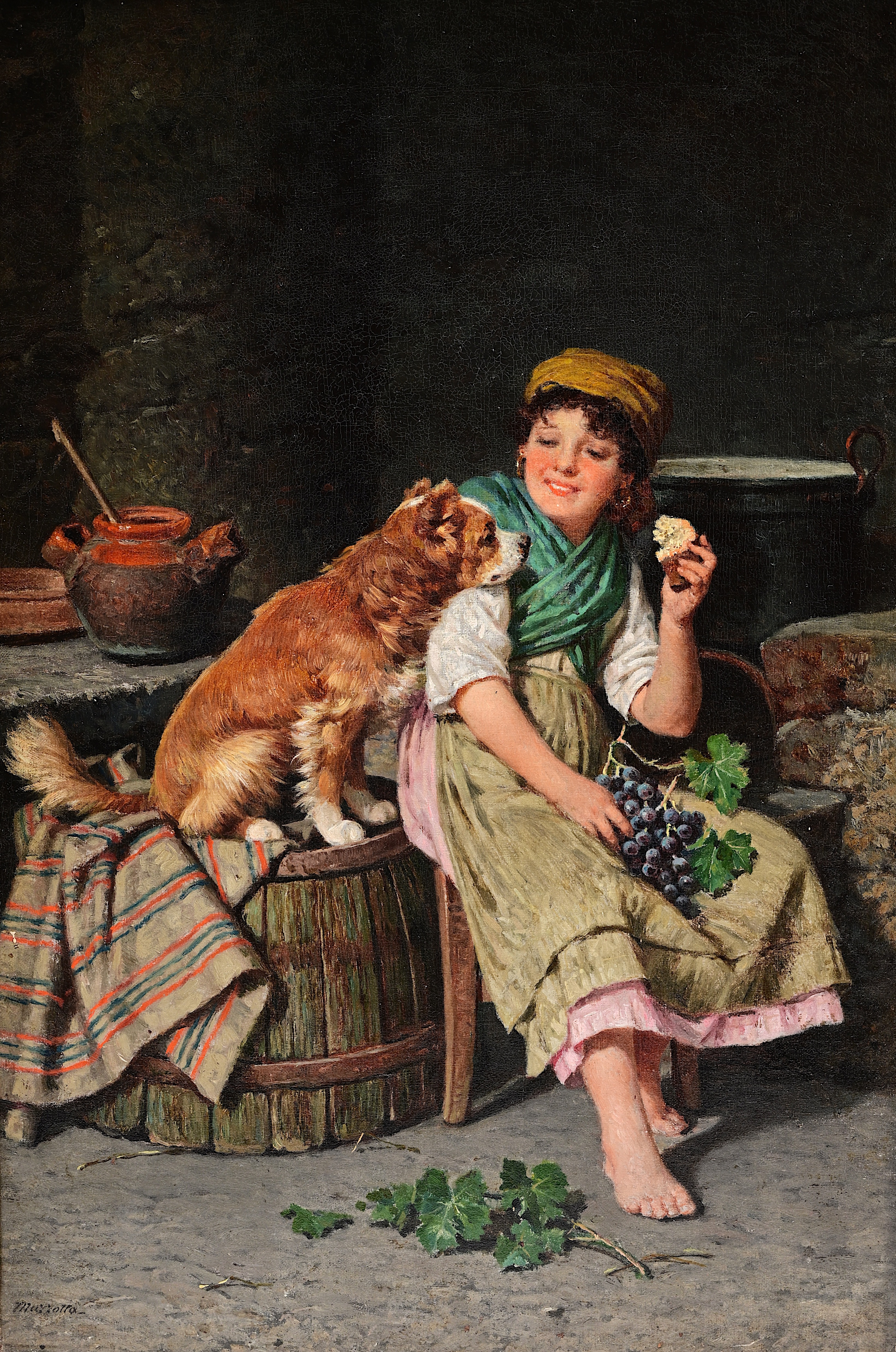 Federico Mazzotta (1839-1897): Best friends, oil on canvas