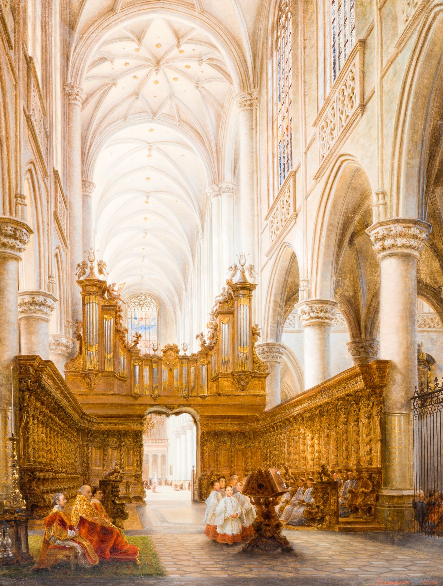 Jules Victor Genisson (1805-1860): Interior of the St. James' Church in Antwerp, oil on canvas, date