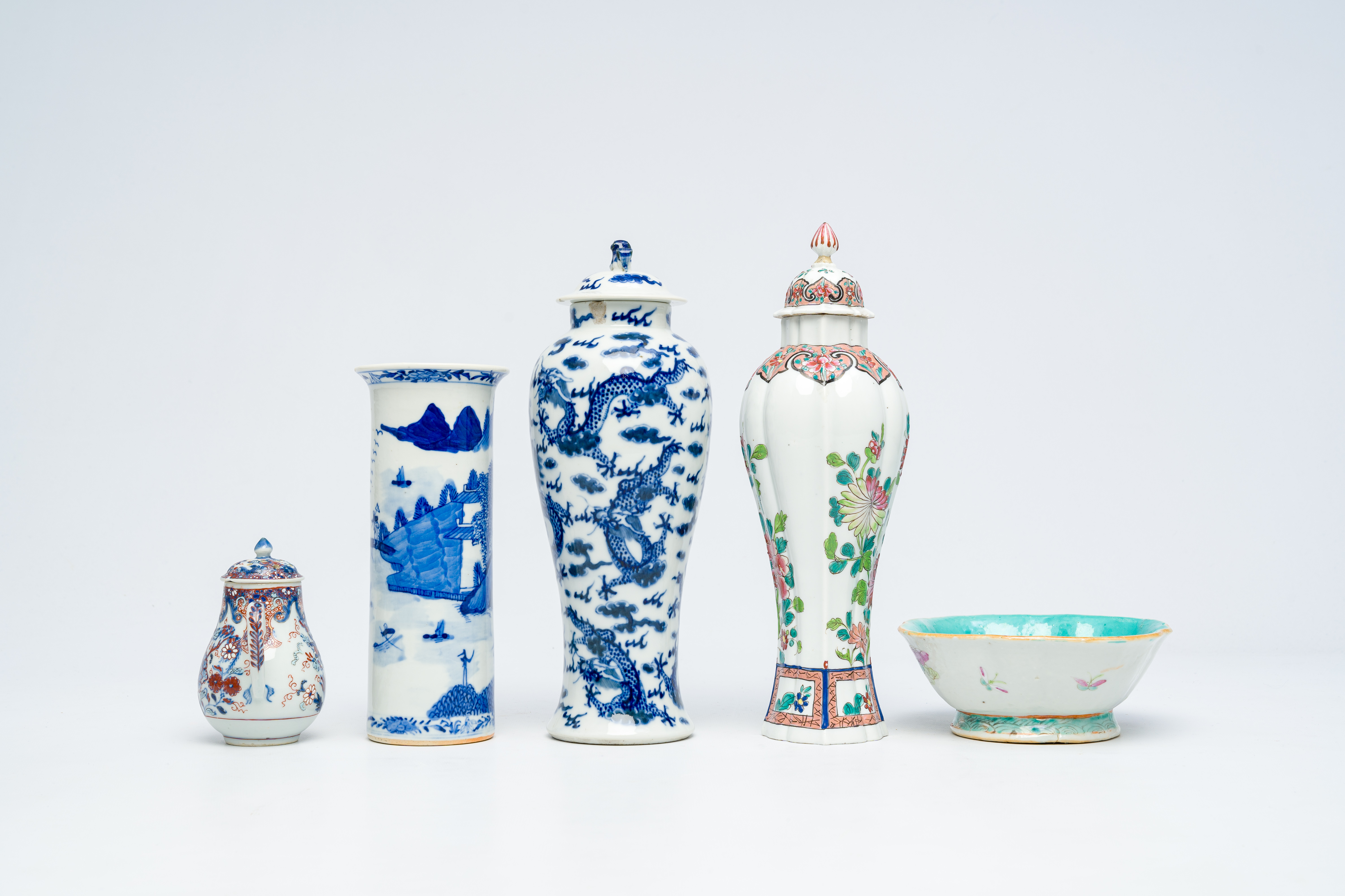 A varied collection of Chinese porcelain, Canton enamel and jade, Qianlong and later - Image 5 of 11
