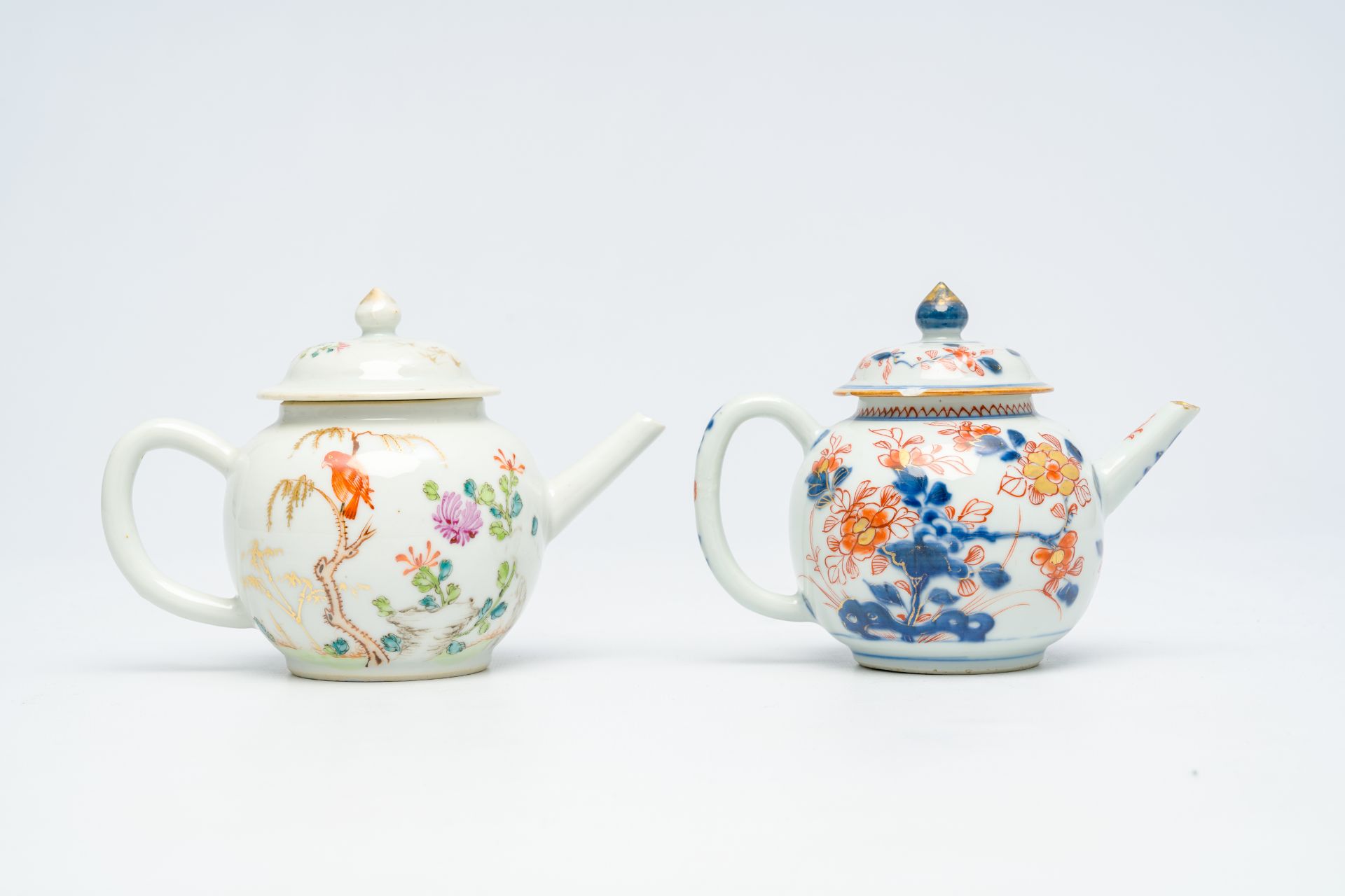 Two Chinese famille rose and Imari style teapots and covers, Kangxi/Qianlong - Image 4 of 7