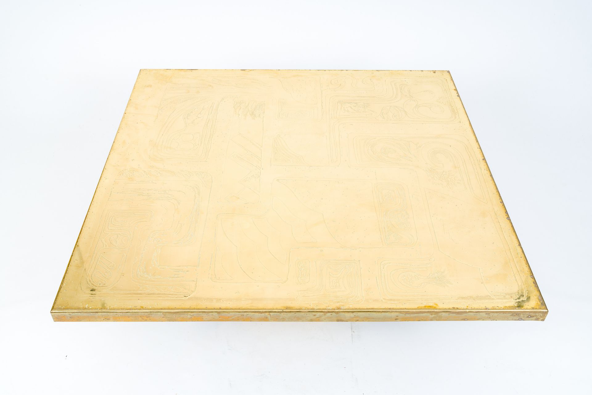 Christian Heckscher (1951): A design coffee table with an etched brass table top, 1970's/1980's - Image 9 of 9