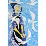 Mary Dambiermont (1932-1983): 'Femme aux mouettes', tapestry