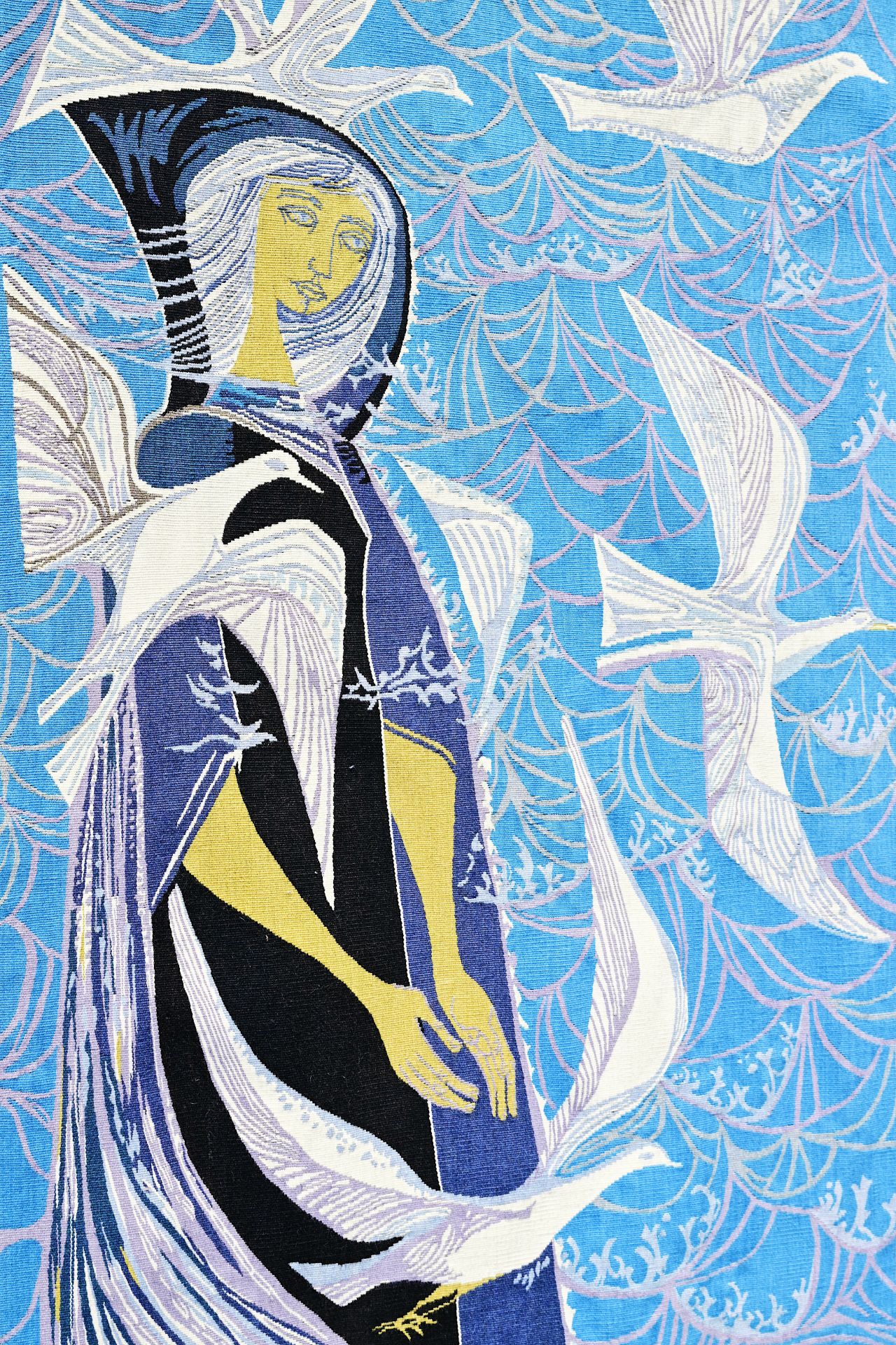 Mary Dambiermont (1932-1983): 'Femme aux mouettes', tapestry