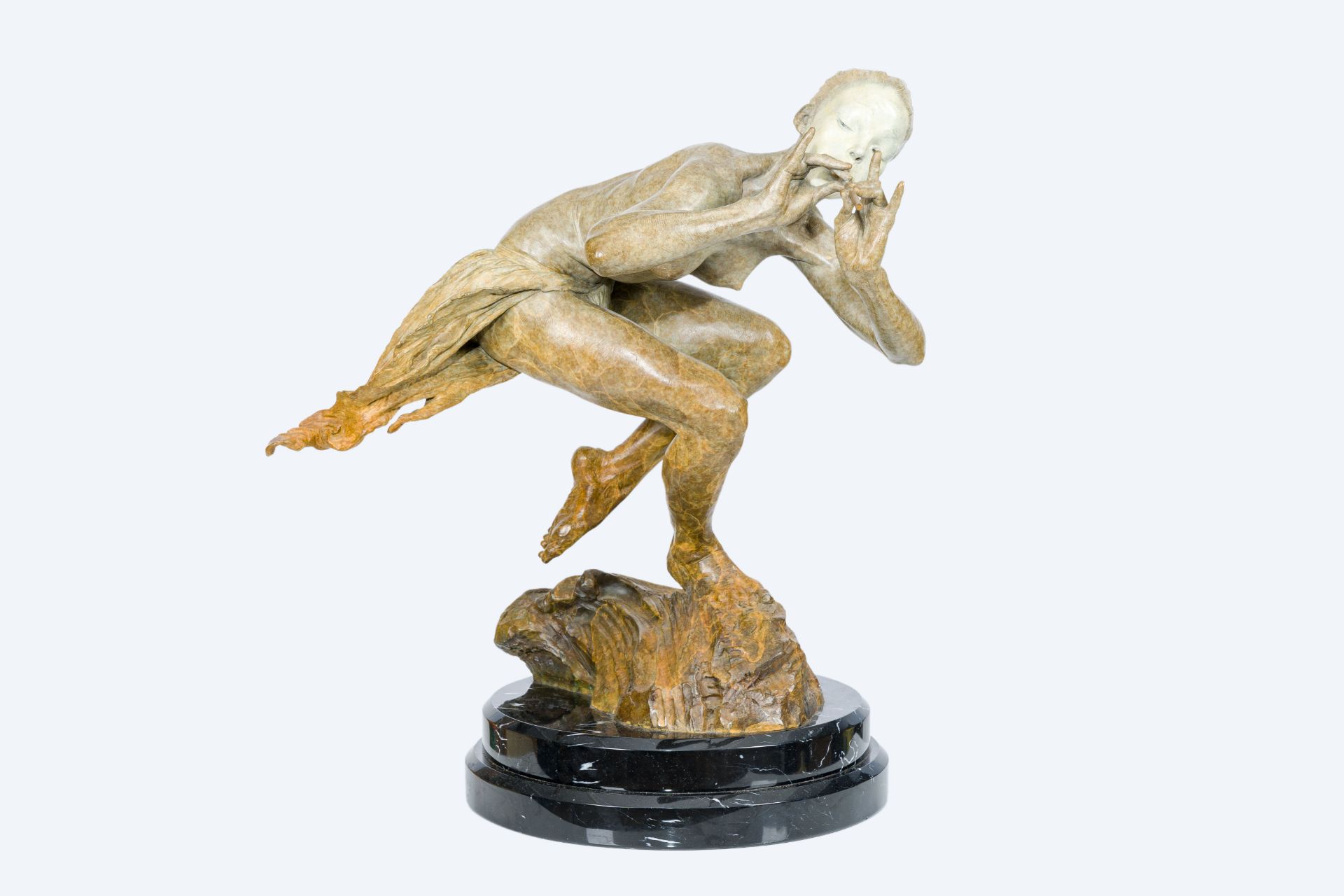 Richard MacDonald (1946): 'The Piper', patinated bronze on a marble base, ed. 13/90, dated (19)98