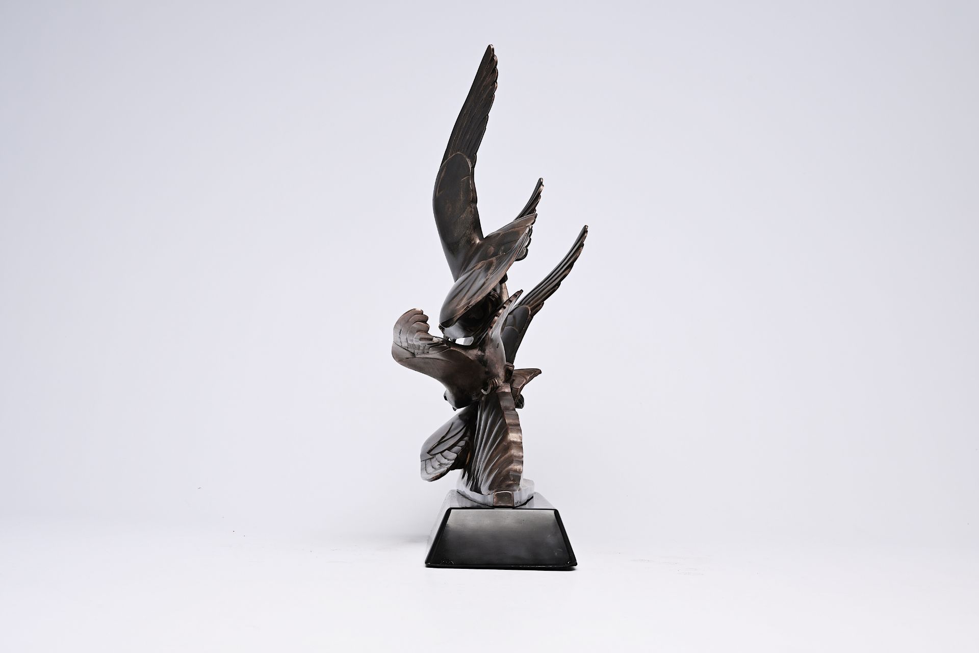 Alexandre Kelety (1874-1940): Seagulls, silver-plated bronze on a black marble base, foundry mark 'E - Bild 7 aus 14