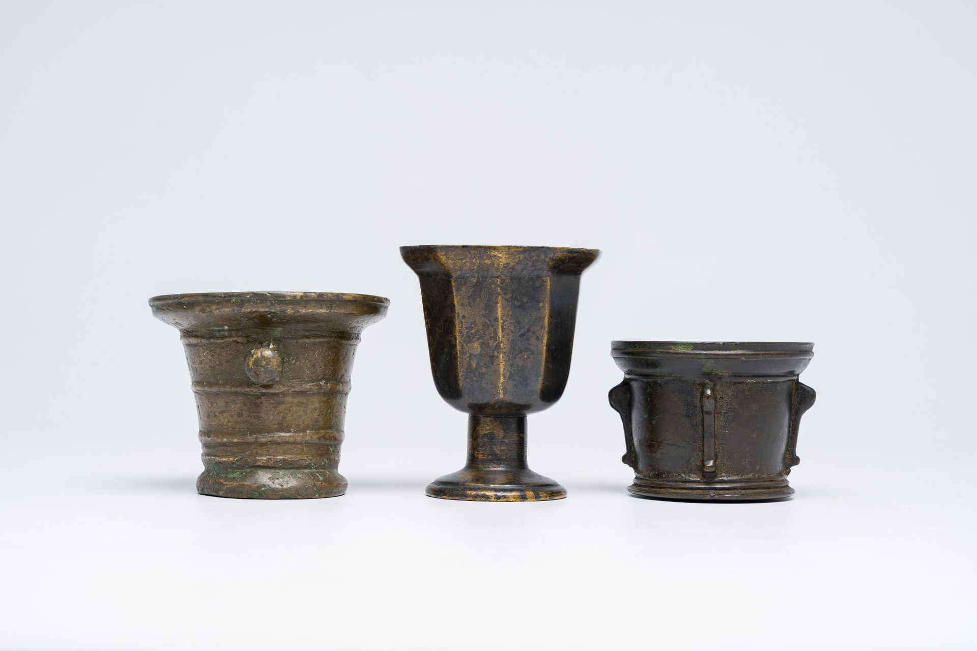 Two bronze mortars and a footed goblet, France and/or Italy, 16th C. - Image 3 of 7