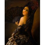 Alexis Zvetkoff (20th C.): Spanish dancer with fan, oil on canvas, dated 1936