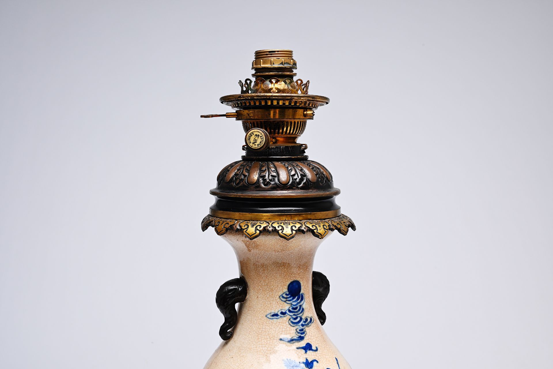 A Chinese blue and white Nanking crackle glazed vase with an immortal and his servant mounted as a l - Image 17 of 20