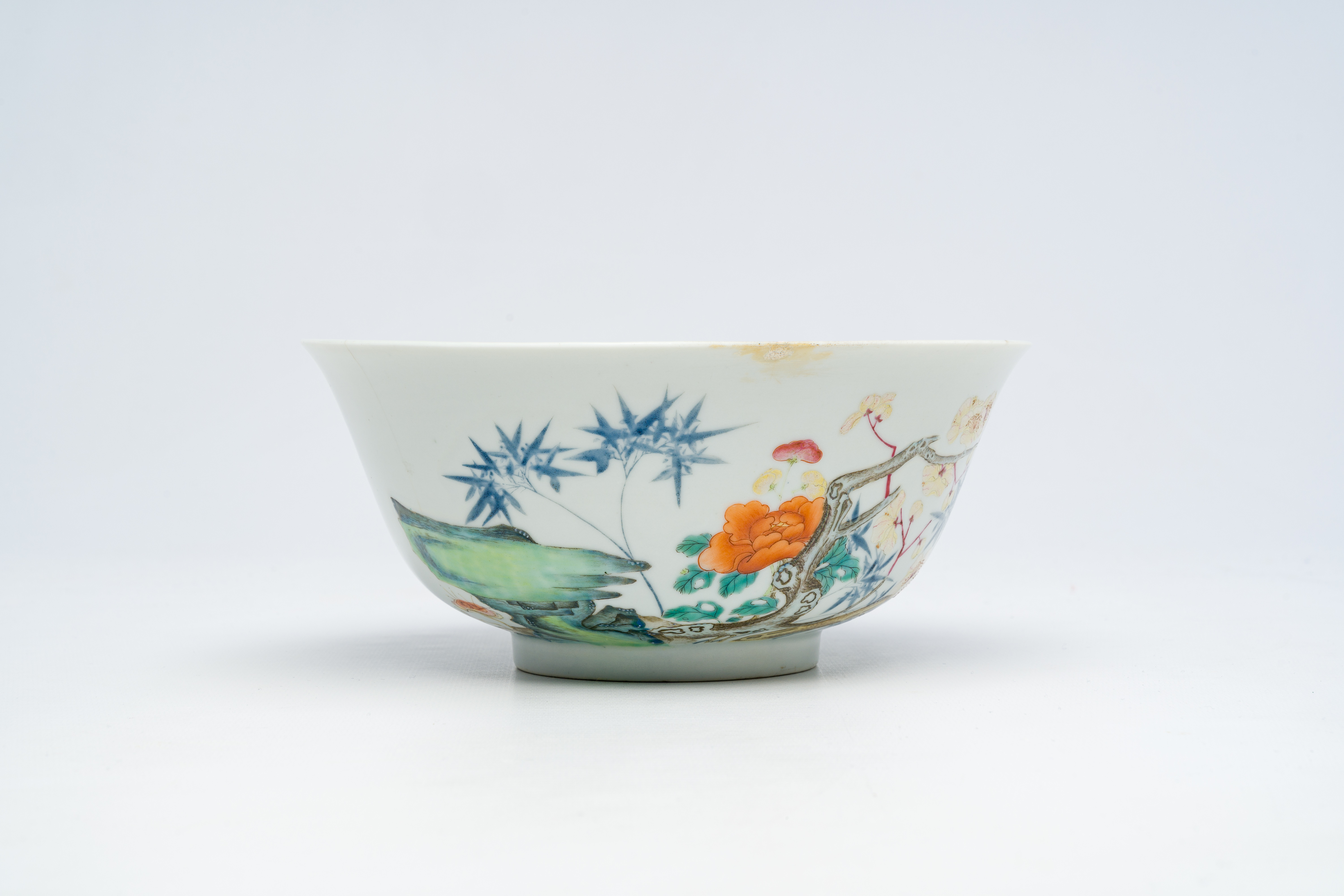 A Chinese famille rose bowl with birds among blossoming branches, Yongzheng mark, Republic - Image 9 of 14