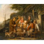 Basile De Loose (1809-1885, in the manner of): The meeting at the inn, oil on canvas